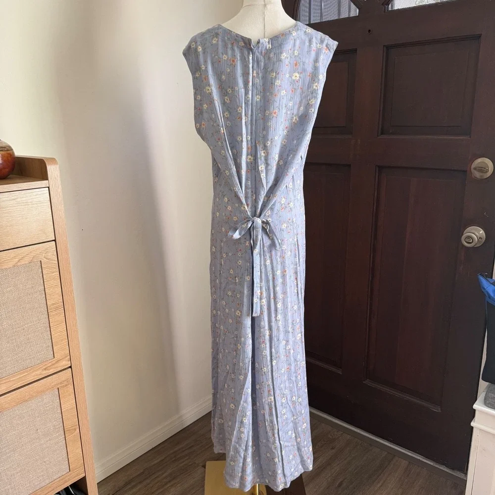 Maggy London Floral Maxi Dress Prairie Cottage Vintage | Blue | Size 14